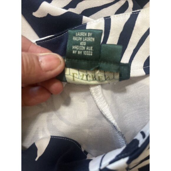 Lauren Ralph Lauren Women Navy/white Floral Print Capri Ankle Pants 10 Stretch - Picture 10 of 12